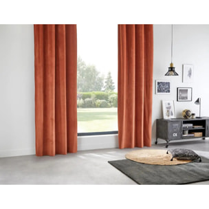 Rideau occultant velours rose terracotta 140x260cm