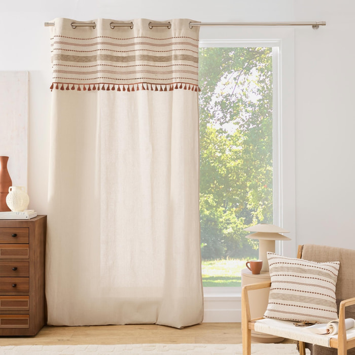 Coussin décoratif en polycoton tissé à rayures texturées - Naturel