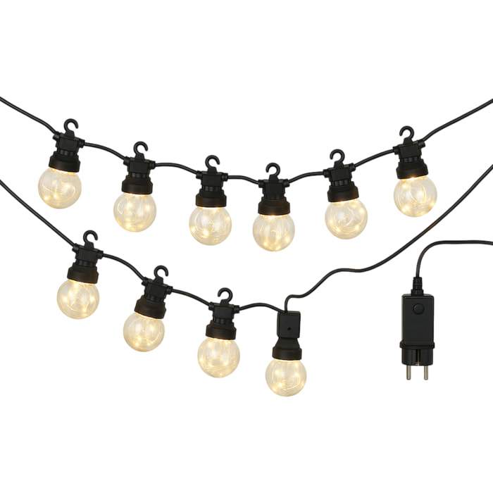 Guirnalda de luces led blancas cálidas con temporizador - 10 bombillas de cobre, transformador ip44 y función de temporizador