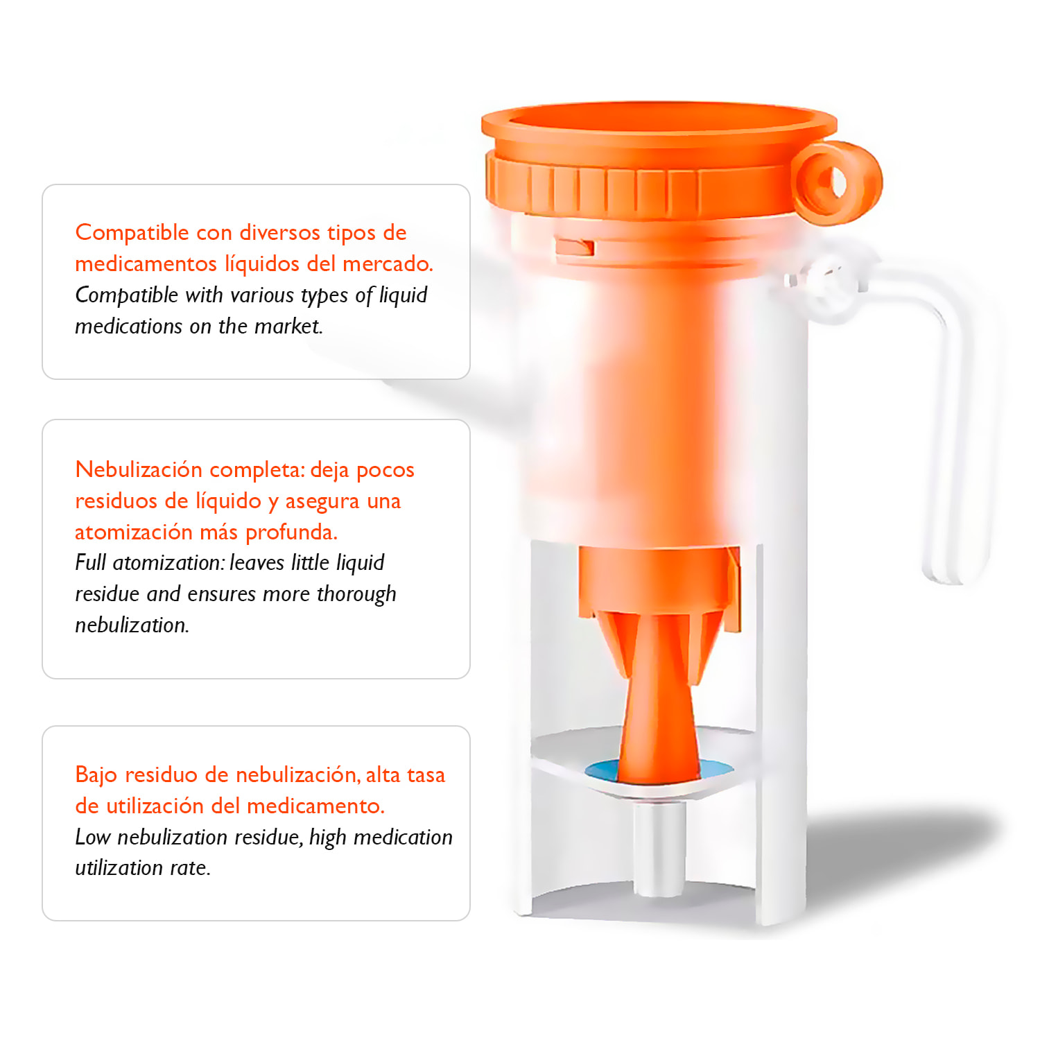 Nebulizador con compresor SL-W310, diseñado para el cuidado del asma, alergias y otros trastornos respiratorios. Incluye mascarilla y boquilla.