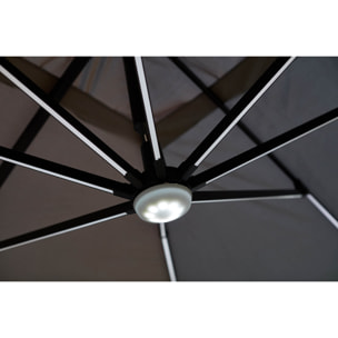 Parasol LED 3 x 4 m gris VALIANO