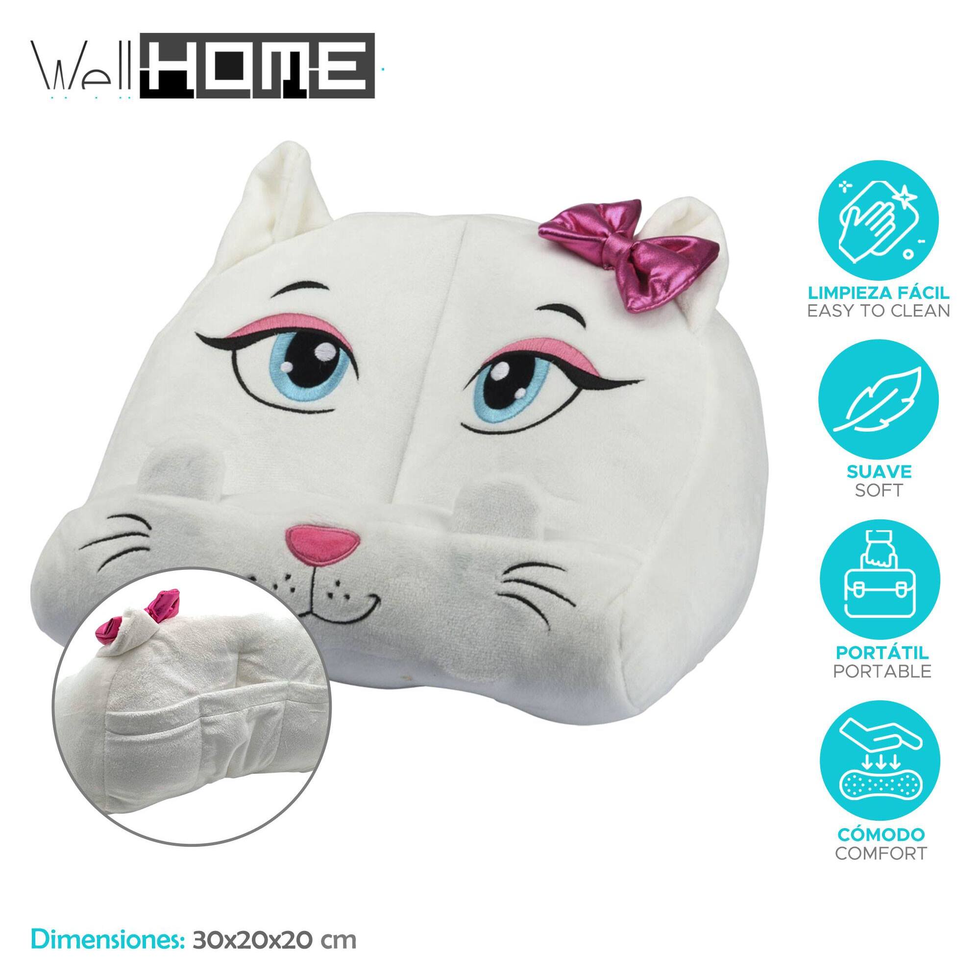 Well home - soporte de peluche para libros o tables en diseño de gato 30x20x20cm