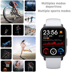 Smartwatch QS16 con termometro corporeo, pressione sanguigna e monitor O2. 24 modalità sportive, notifiche app.