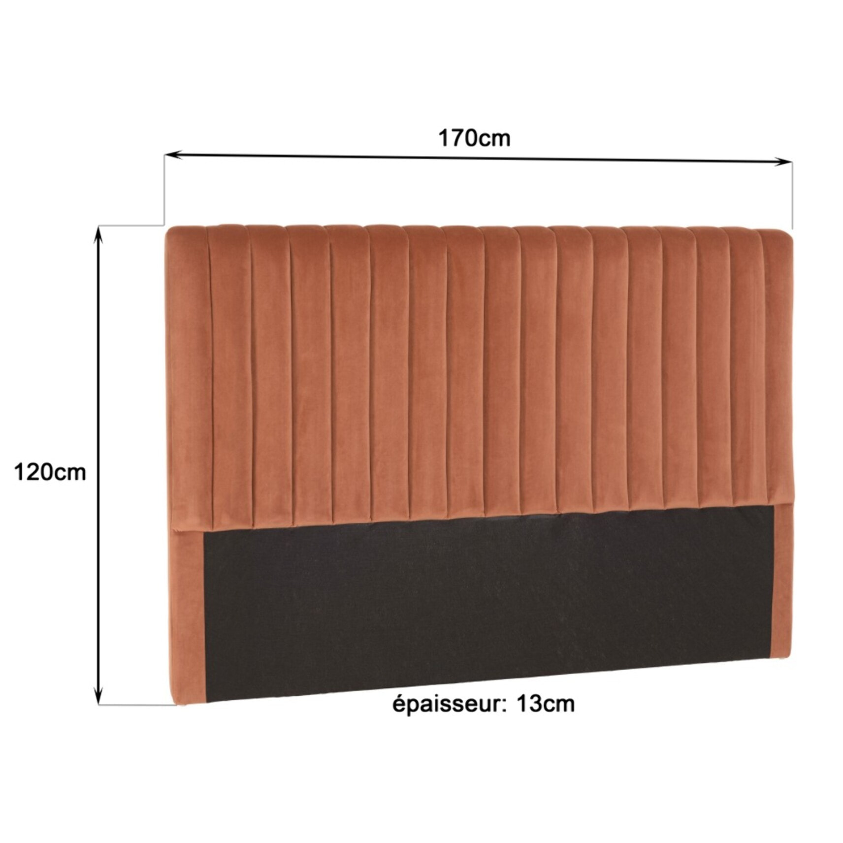 ARTHUR - Tête de lit rembourrée pour lits 140/160cm velours orange