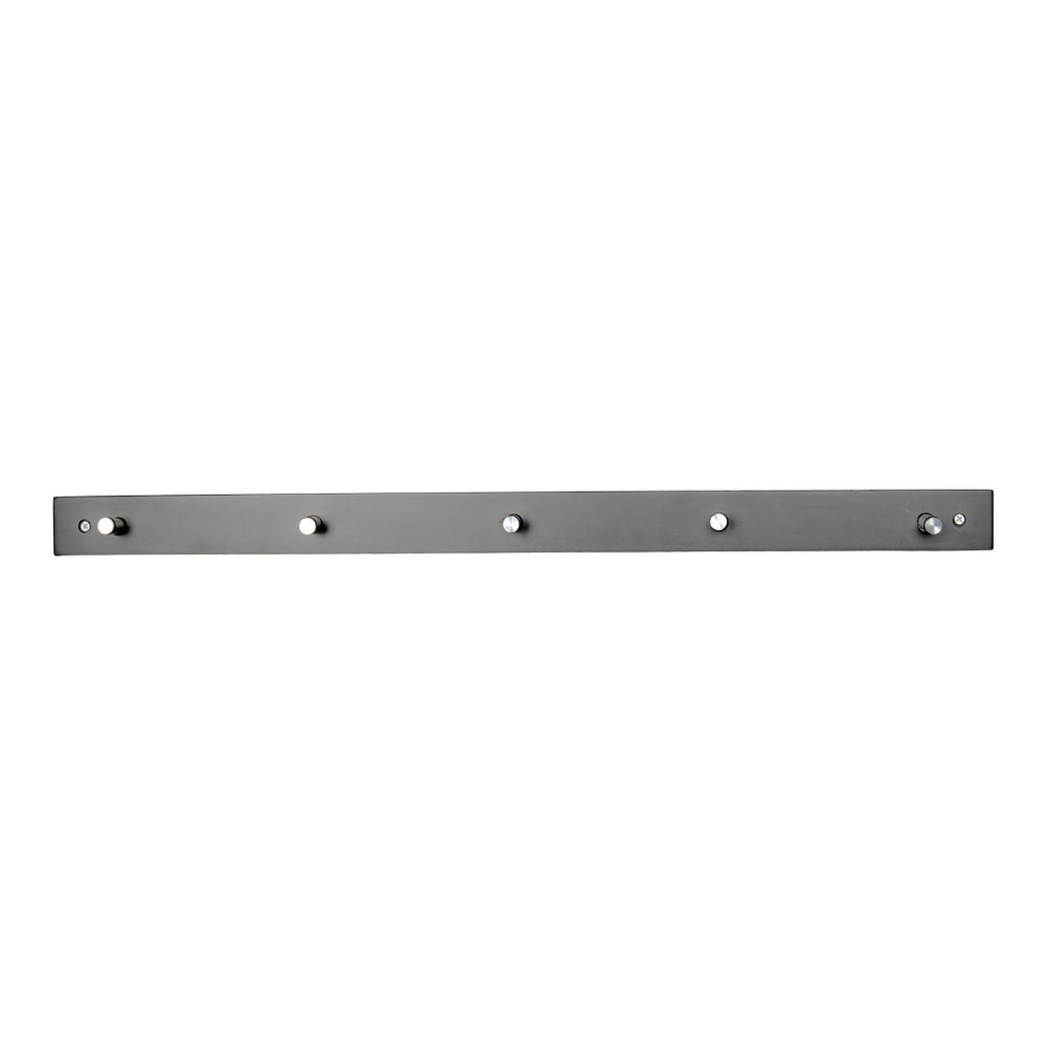 Appendiabiti da parete Padova in legno e metallo nero 5 ganci 70x5 cm