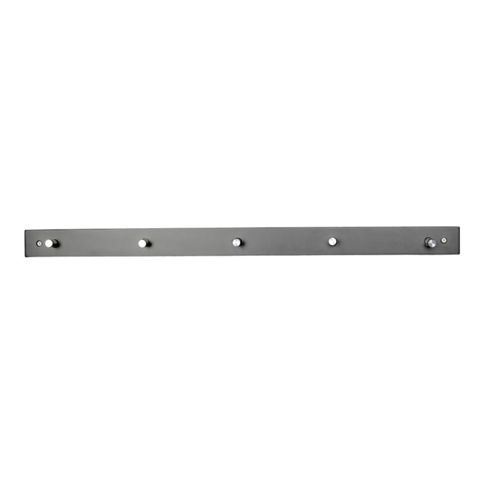 Appendiabiti da parete Padova in legno e metallo nero 5 ganci 70x5 cm