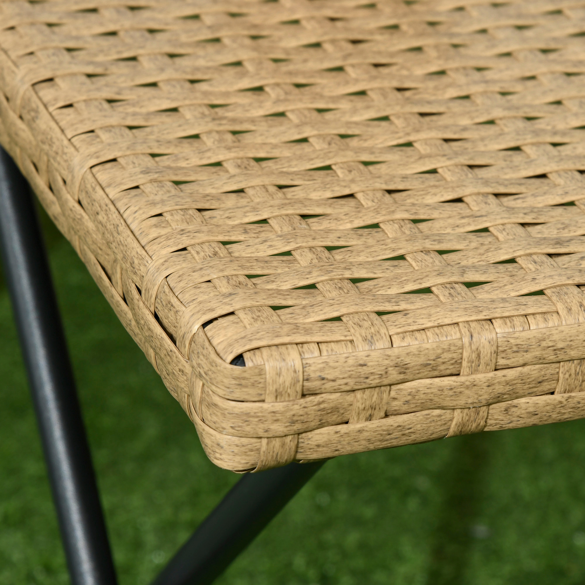 Mesa de Jardín de Ratán Sintético 0,16 ãŽ¡ Mesa de Terraza Exterior Plegable con Patas Cruzadas y Marco de Acero para Patio Balcón Natural