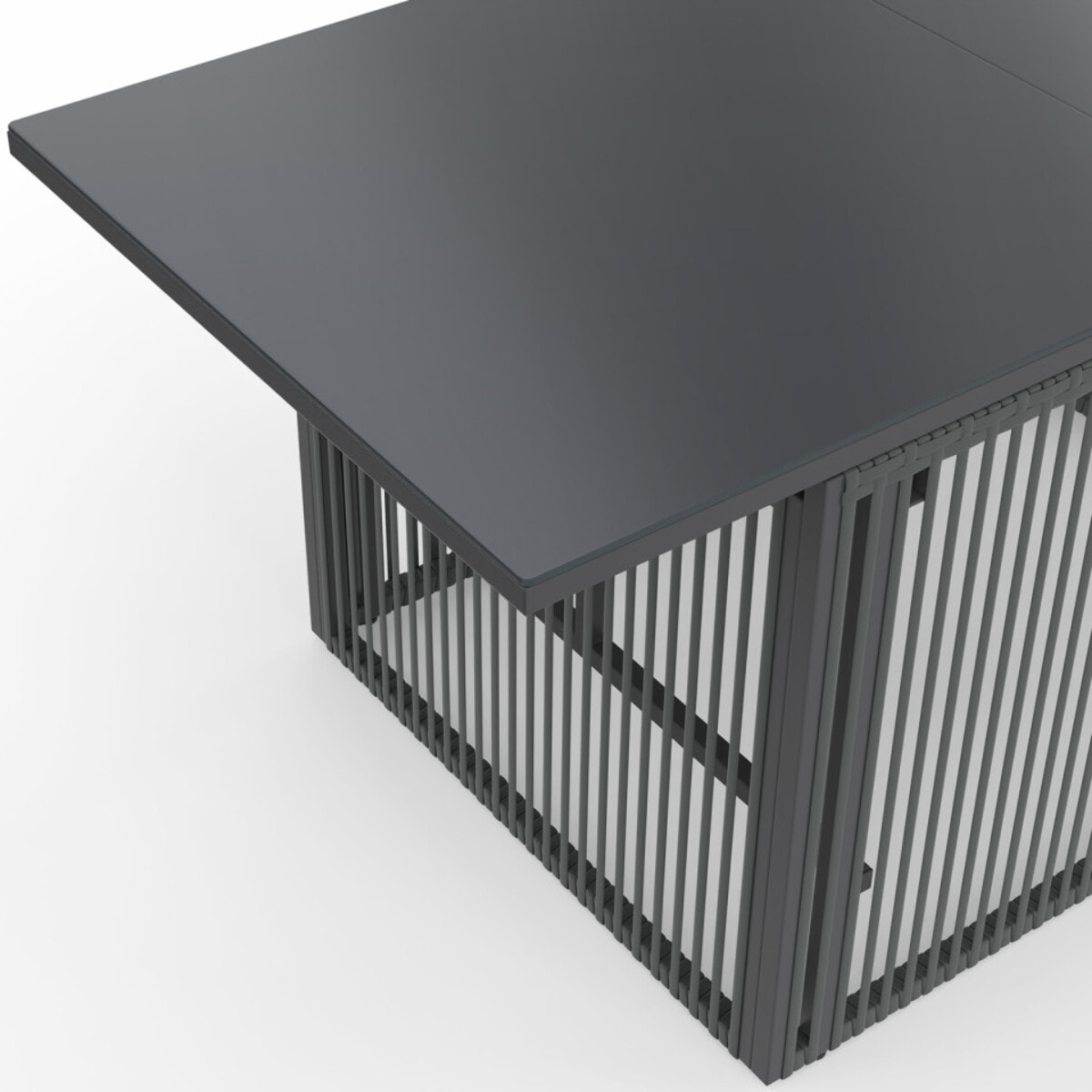 Table de jardin relevable Ozéa 100cm verre trempé gris