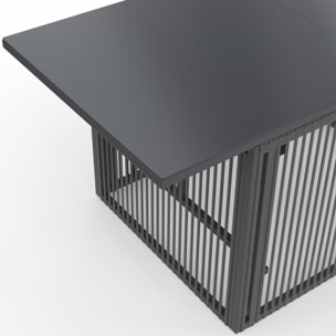 Table de jardin relevable Ozéa 100cm verre trempé gris