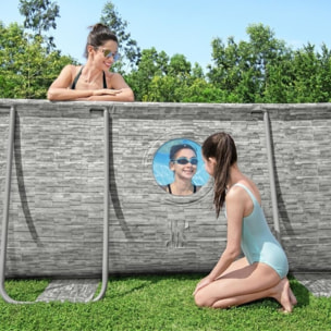 Bestway Piscine hors sol tubulaire ovale Bestway Power Steel™ 488 x 305 x 107 cm décor pierres