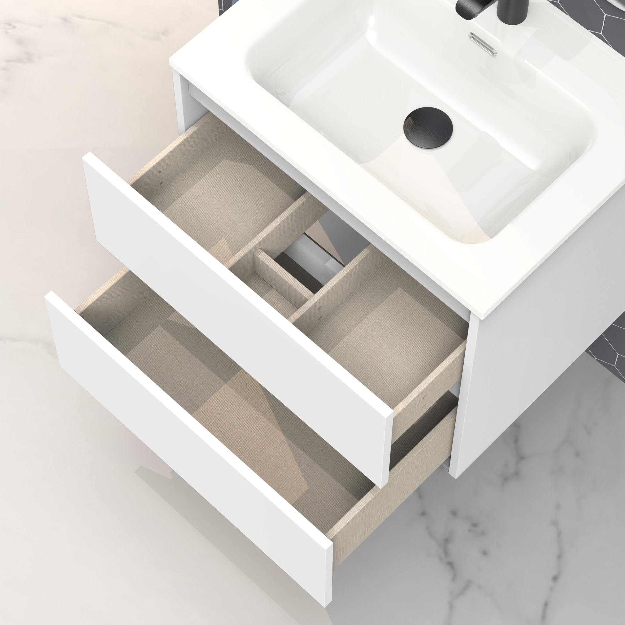 Conjunto de baño IRONA 2C, 60cm, incluye lavabo y espejo