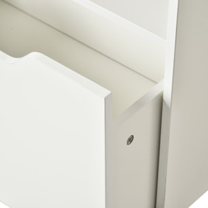 Bibliothèque étagère multi-rangement 3 étagères 2 niches grand tiroir MDF blanc