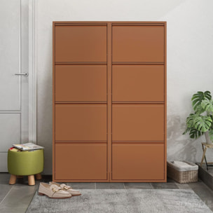 Scarpiera 4 ante in metallo mattone 80x14,2x136 cm - Emy