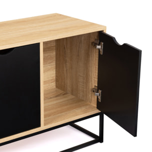 Buffet Manhattan 3 portes bois et noir L113cm