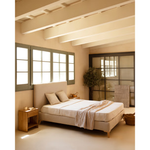 Cama tapizada de lino beige de para colchón de varias medidas