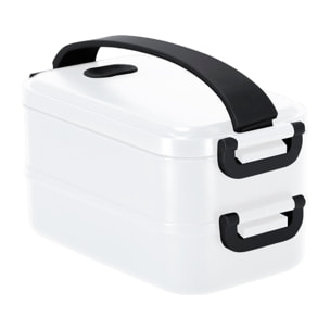 Fiambrera de 1,6L de capacidad. Fabricada en PP reciclado. Incluye 2 compartimentos independientes con bandejas de cierre hermético, de 800 ml cada una.