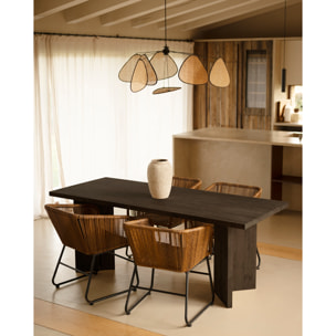 Table de salle à manger en bois massif en ton noir en différentes tailles