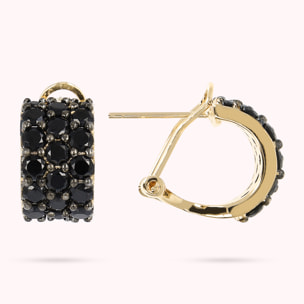 Orecchini a Cerchio Golden con Pavé di Spinelli Neri