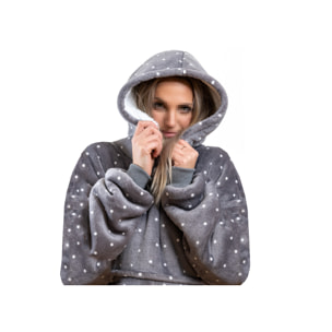 Felpa Coperta con Cappuccio Oversize Con Maniche Fantasia Pois