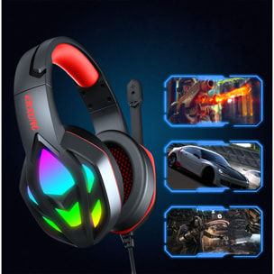Cuffie premium ultra flessibili H1003. 10 luci RGB COMPLETE. Cuffie da gioco con connessione micro, minijack per PC, laptop, PS4, Xbox One, cellulare, tablet.