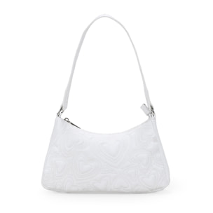 Bolso de hombro blanco con corazones