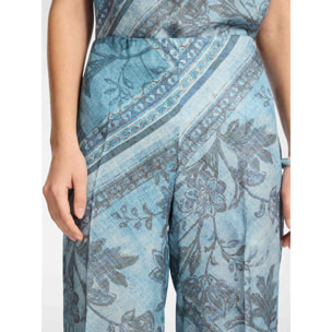 Elena Mirò - Pantalones estampados de viscosa - Azul