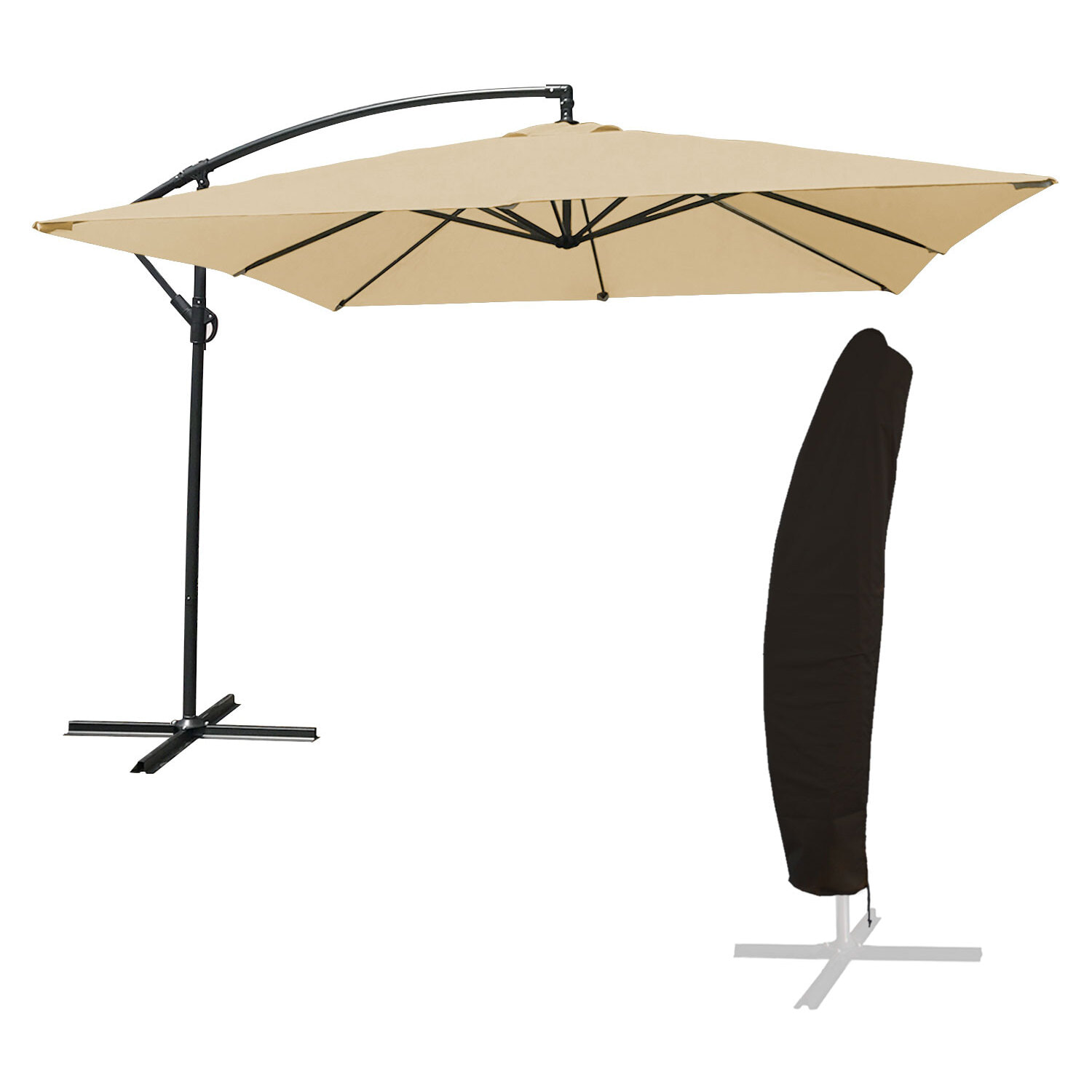 Parasol déporté et housse MOLOKAI carré -