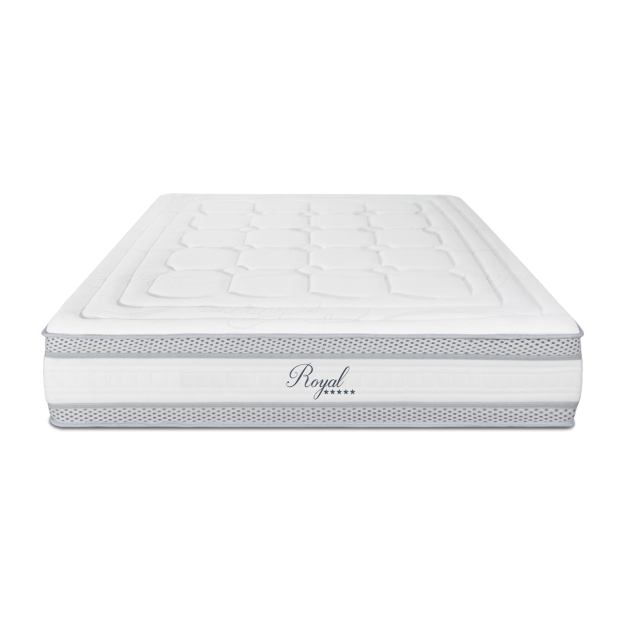 Matelas Royal 5*, 24 cm Mémoire de Forme & Mousse Hypersoft, Soutien Medium, Aération Optimale