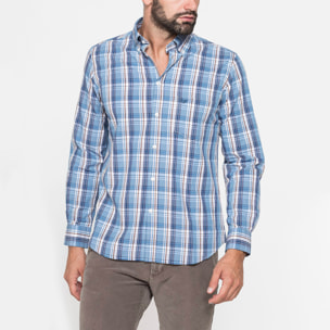 CAMICIA FANTASIA TINTO FILO CON COLLO BUTTON-DOWN