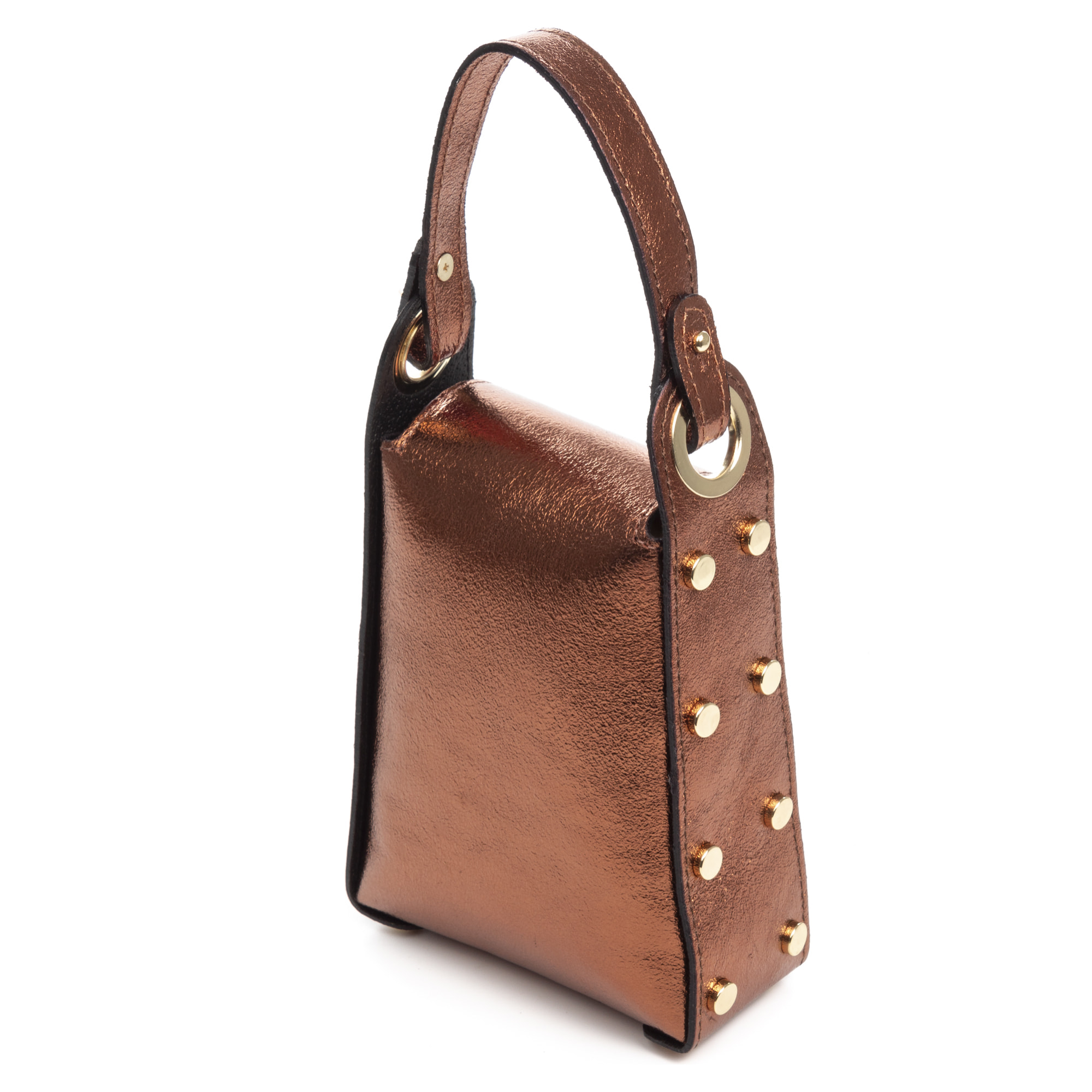 Alviano bolso de mano mujer. Piel auténtica Gamuza acabado lacado brillante.