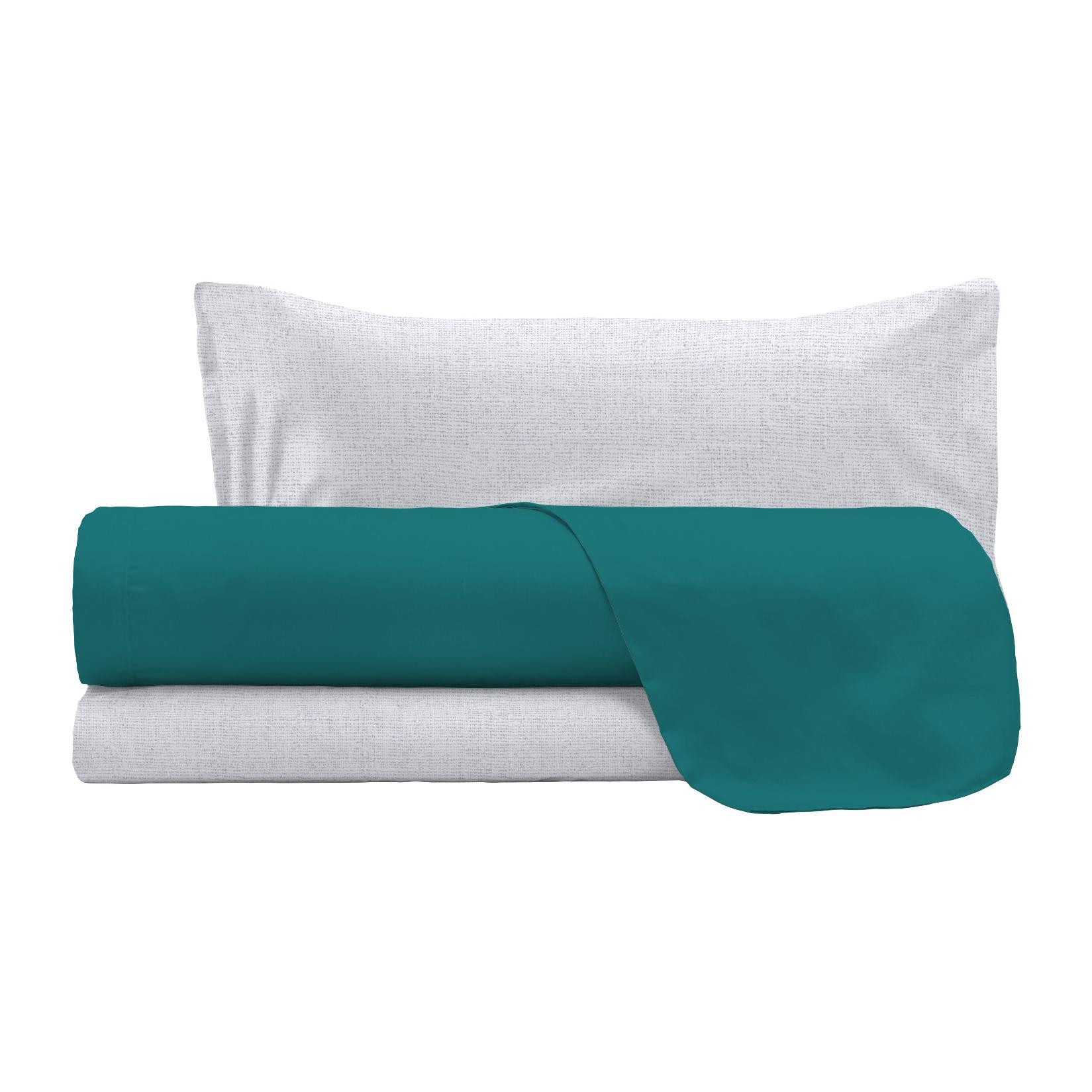 COMPLETO LETTO TRENDY CHIC MADE IN ITALY COTONE- VERDE BOTTIGLIA SINGOLO