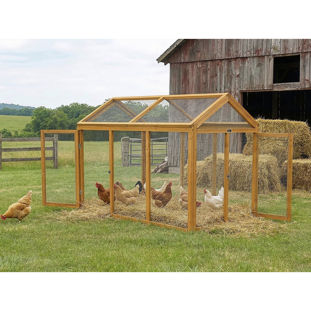 Enclos extension en bois pour poulailler "Coco" - 6 poules - Marron