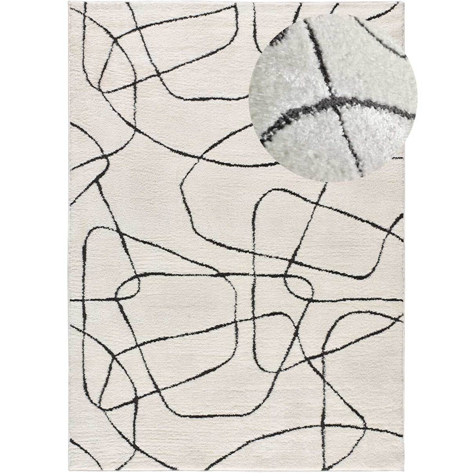 BLANCHE Alfombra diseÃ±o trazos con relieve en blanco y negro, varias medidas disponibles.
