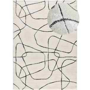 BLANCHE Alfombra diseÃ±o trazos con relieve en blanco y negro, varias medidas disponibles.