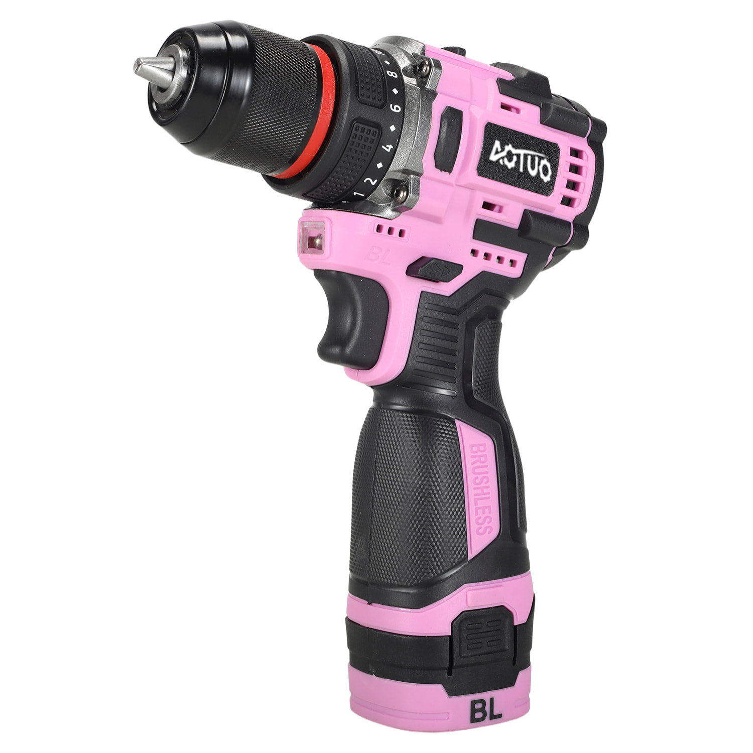 Taladro eléctrico inalámbrico de 21V con motor sin escobillas y doble velocidad, maletín de transporte con 65 accesorios y batería de 6000 mAh.