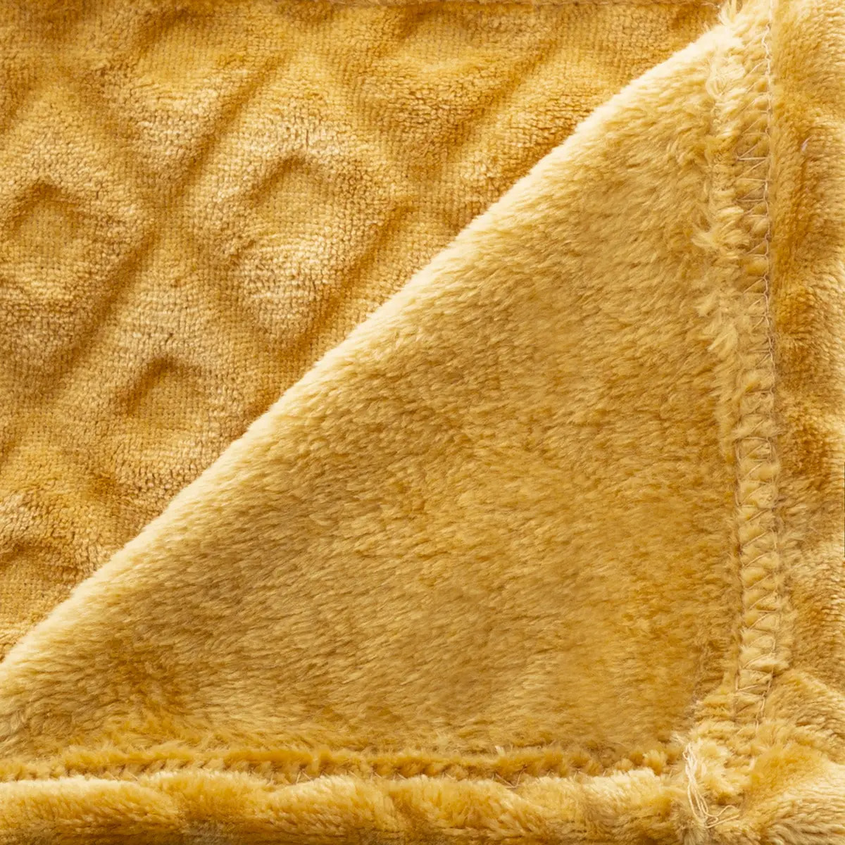 Plaid "Losange" flanelle jaune moutarde 125x150cm