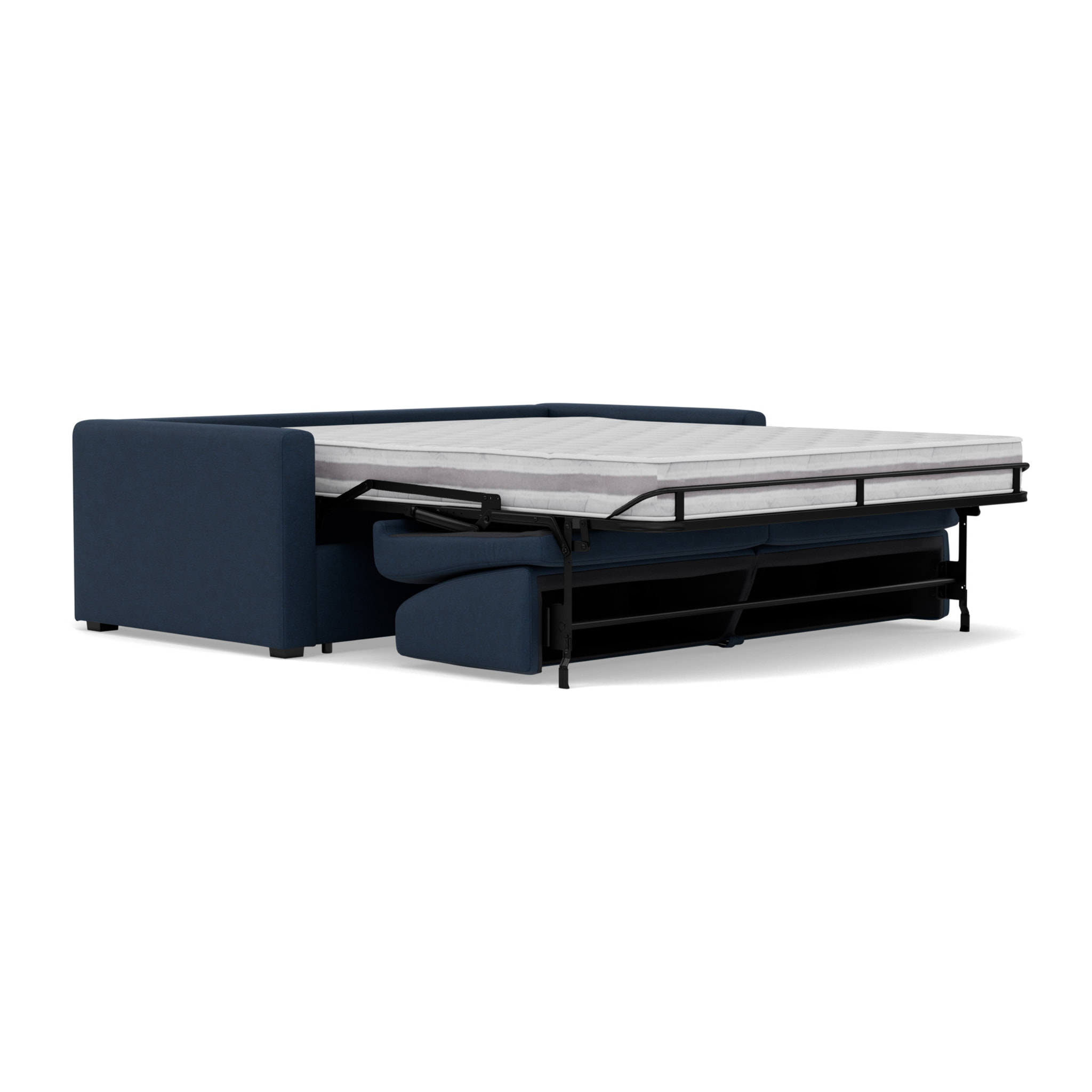 Julia - canapé 3 places convertible couchage quotidien matelas 18 cm en tissu - Bleu marine