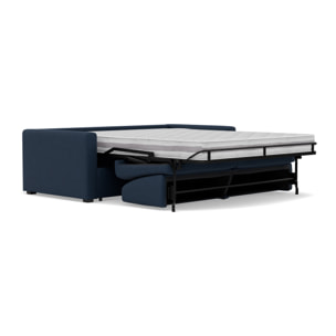 Julia - canapé 3 places convertible couchage quotidien matelas 18 cm en tissu - Bleu marine