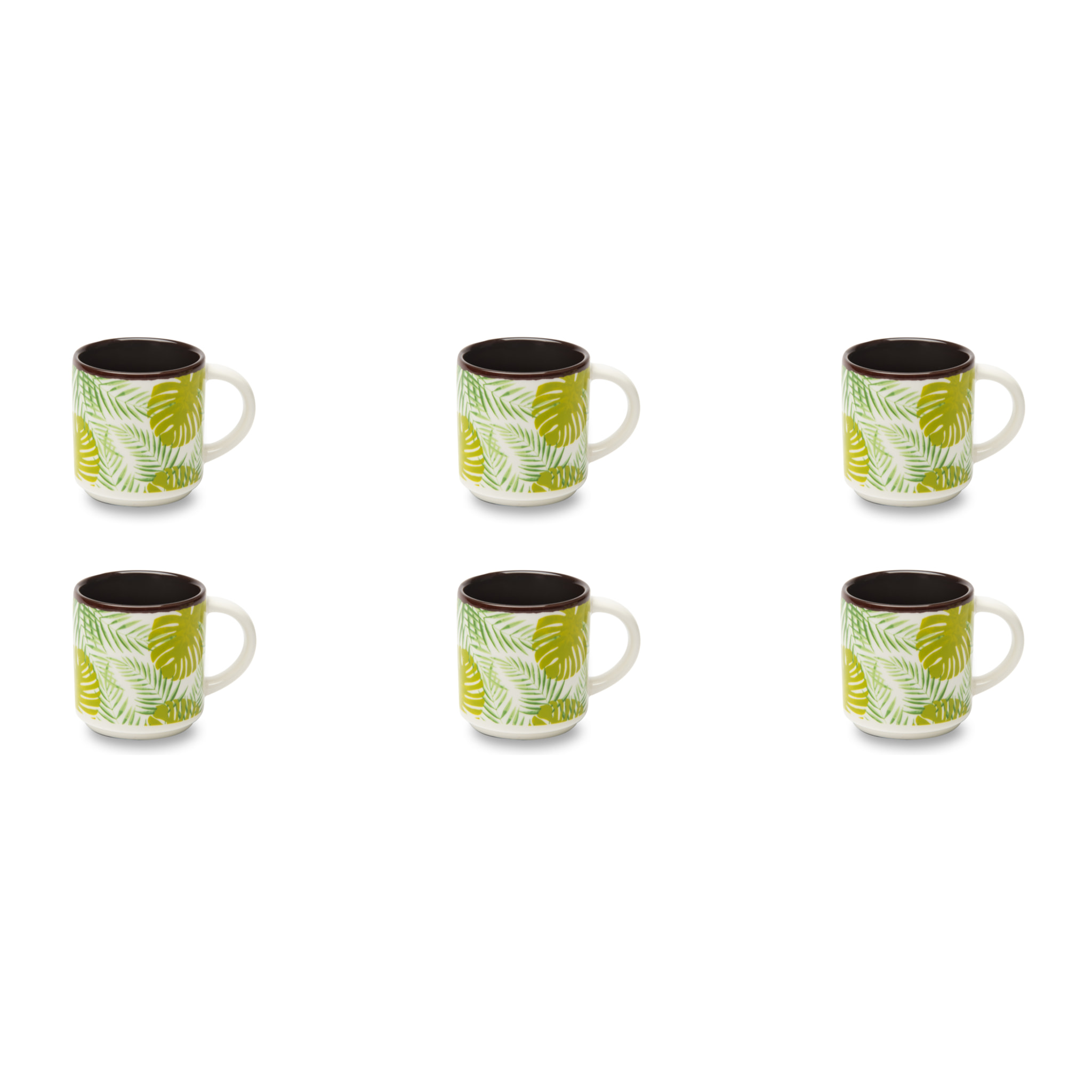 Set 6 Tazzine Caffè Excelsa – Foliage, New Bone China Multicolore