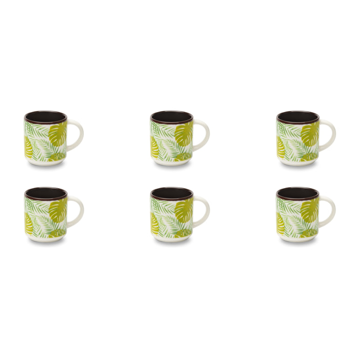 Set 6 Tazzine Caffè Excelsa – Foliage, New Bone China Multicolore