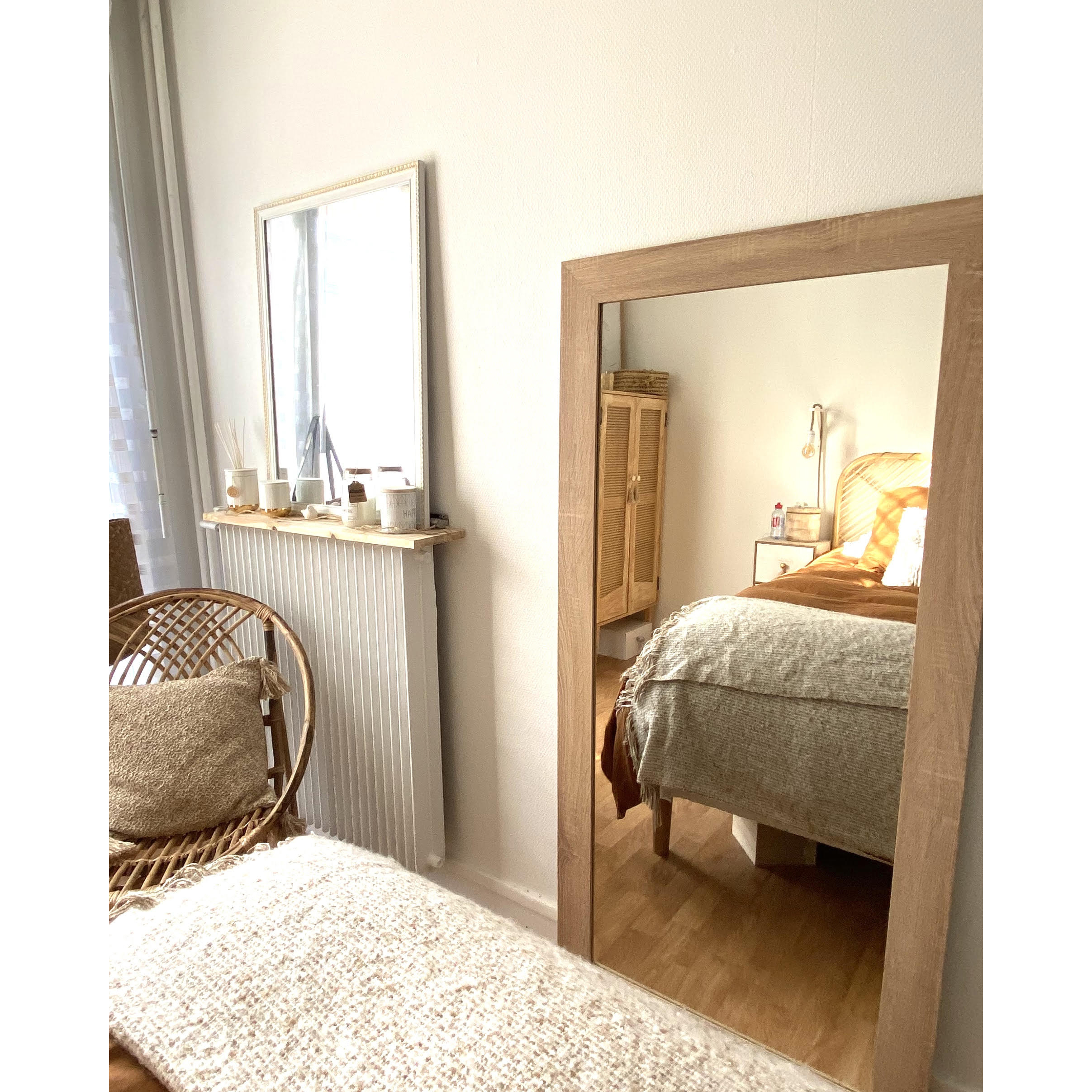 Miroir effet bois de chêne foncé en différentes tailles