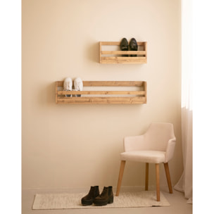 Estante zapatero de madera maciza en tono roble oscuro de varias medidas