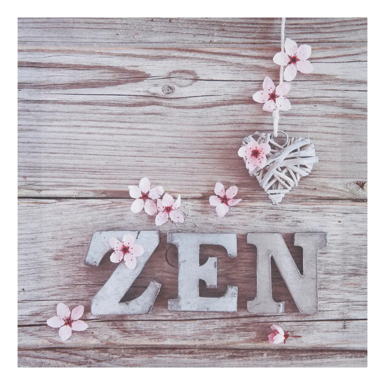 Toile imprimée "Fleurs" - bois - 28x28 cm