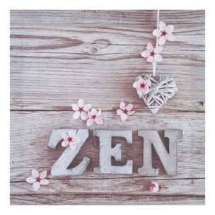 Toile imprimée "Fleurs" - bois - 28x28 cm