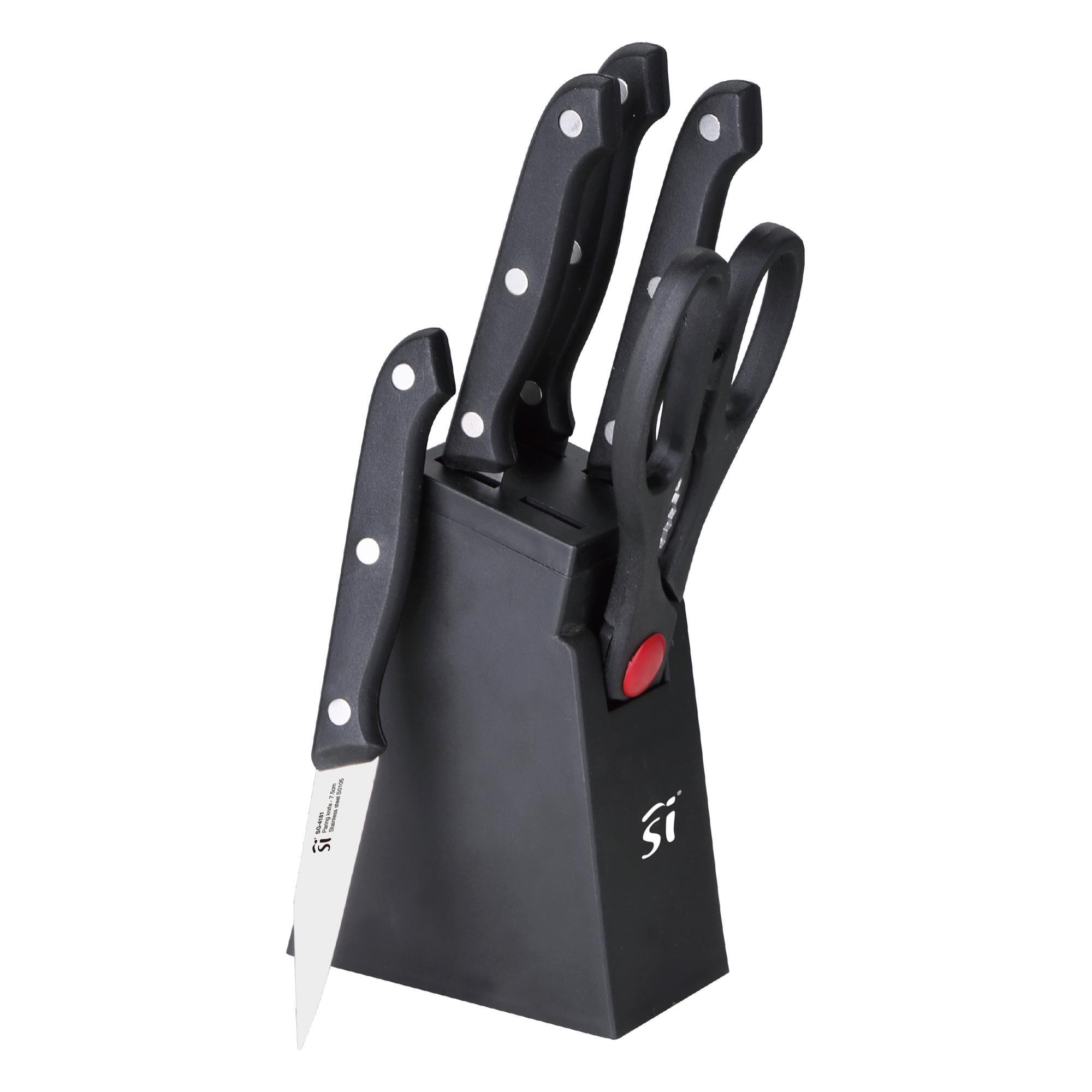 Juego de 4 cuchillos + tijeras + tacoma bonn acero inoxidable san ignacio