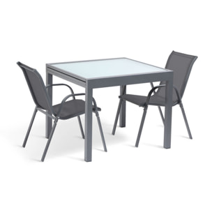Table de jardin extensible en verre trempé 90-180cm