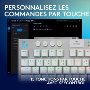 Clavier gamer sans fil LOGITECH G915 X Lightspeed TKL Tactile Blanc