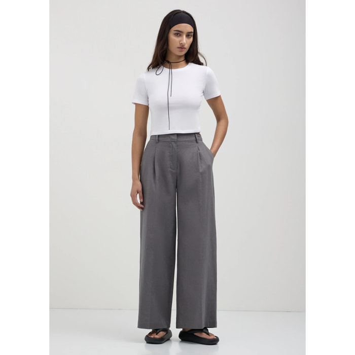 T-shirt crop tinta unita