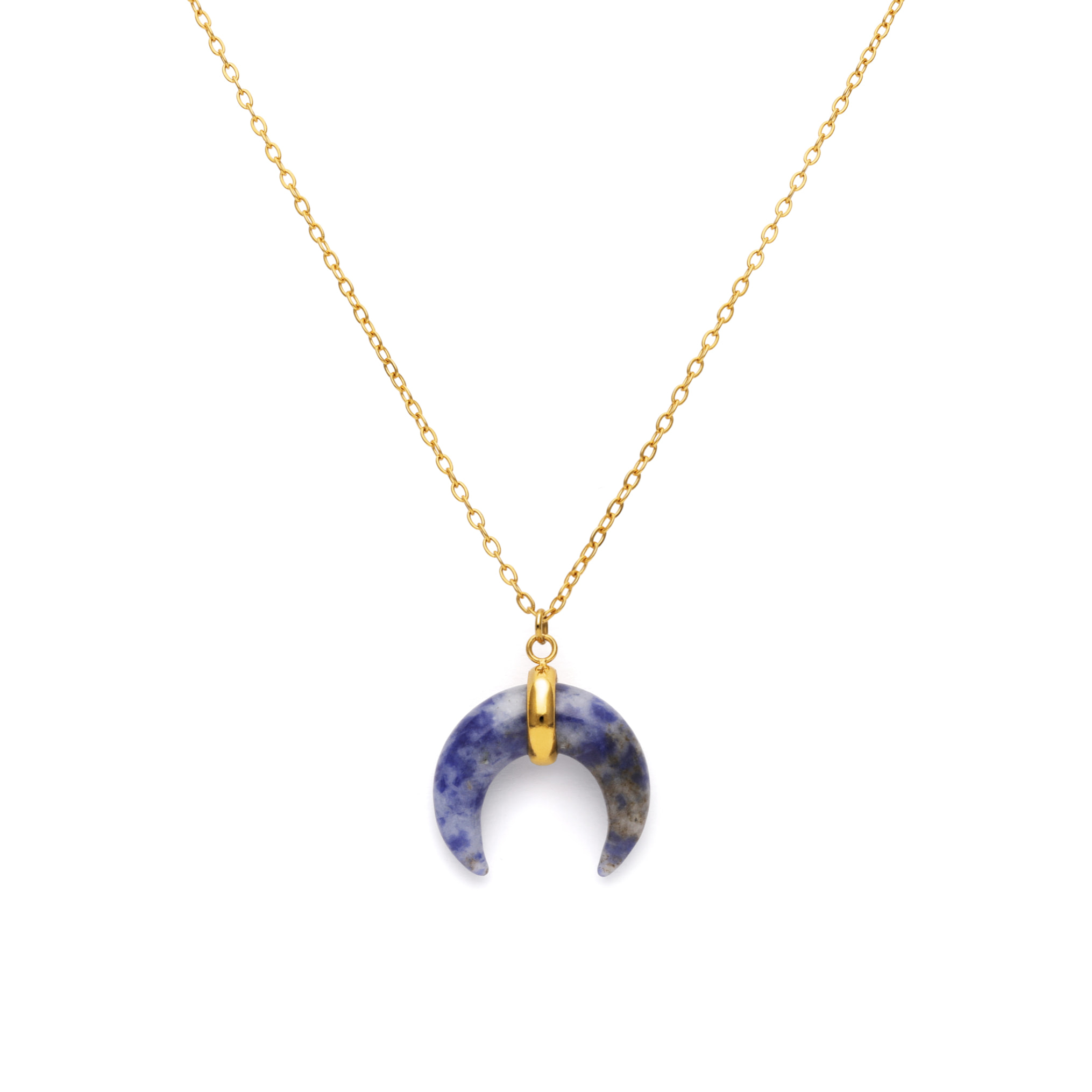 Collana Mini Moon Blu Acciao Placcato Oro