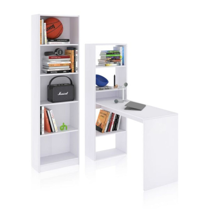 Pack escritorio y estantería Cosmic Plus Blanco Artik (Blanco Mate)